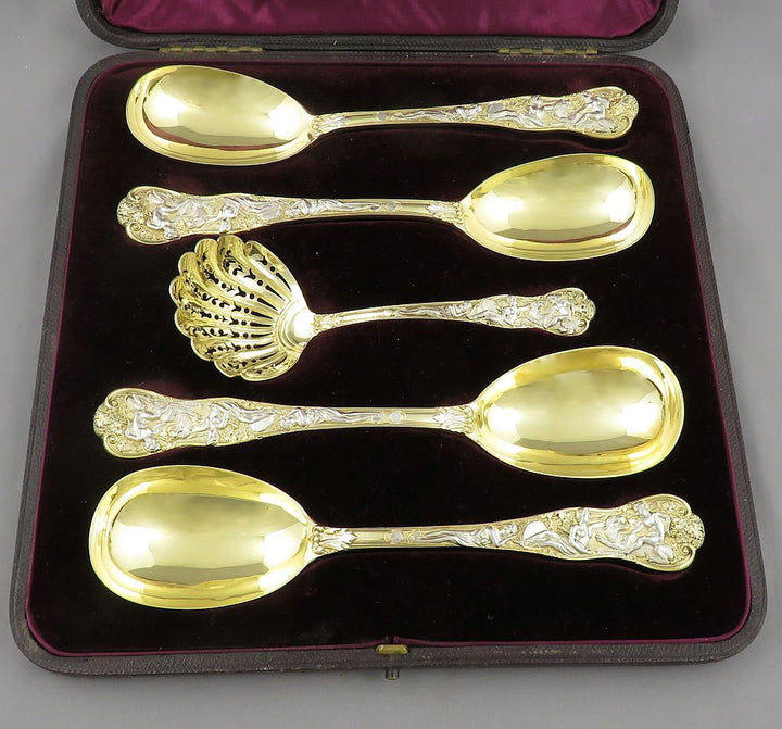 Bacchinalian Silver Gilt Dessert Serving Set