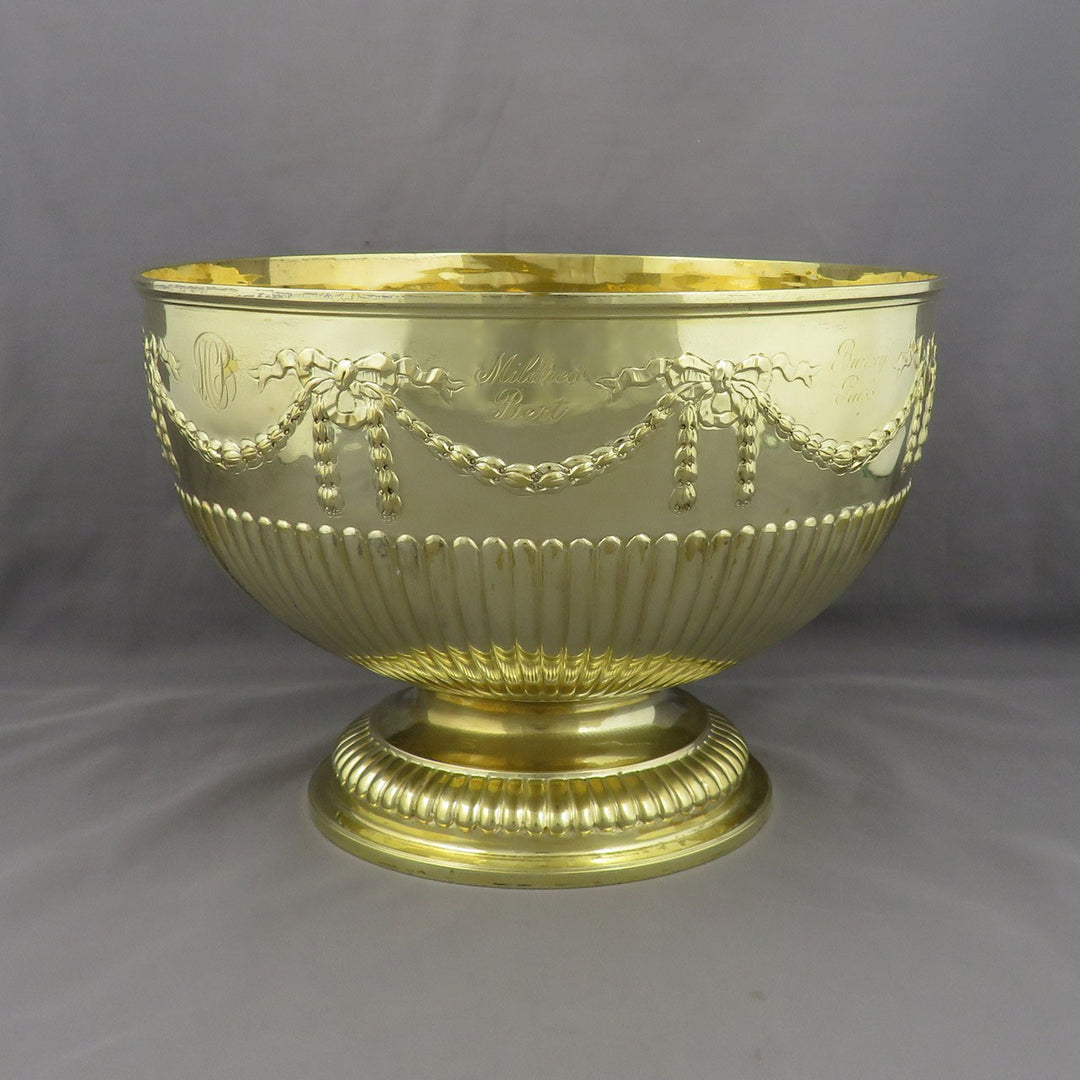A Victorian sterling silver-gilt bowl by Charles Stuart Harris, hallmarked London 1885. 