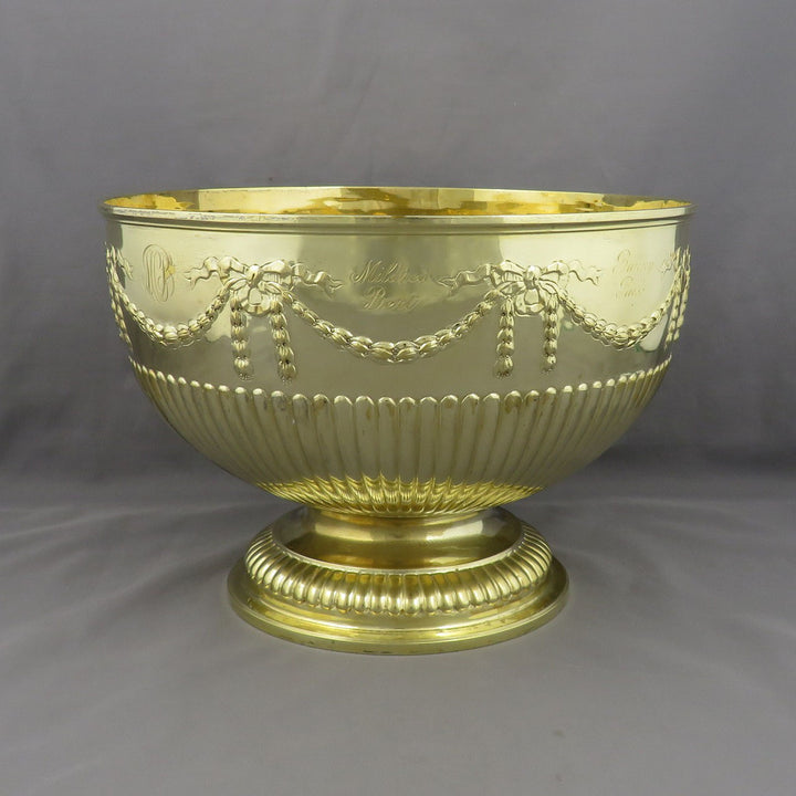 A Victorian sterling silver-gilt bowl by Charles Stuart Harris, hallmarked London 1885. 