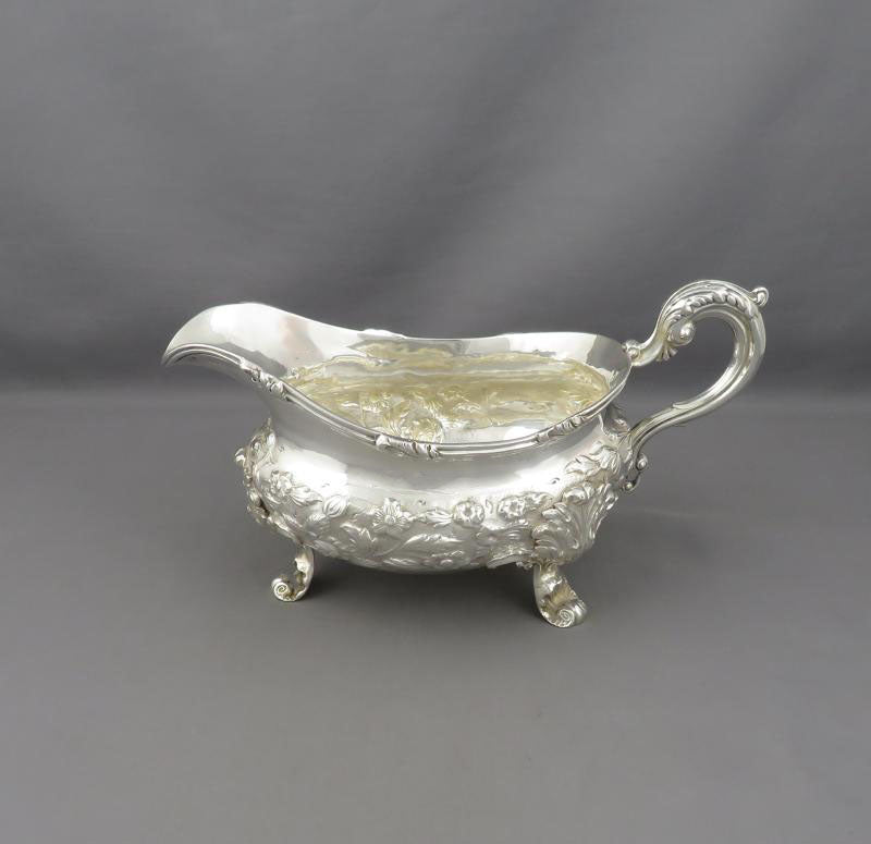 Victorian Sterling Silver Gravy Boat - JH Tee Antiques