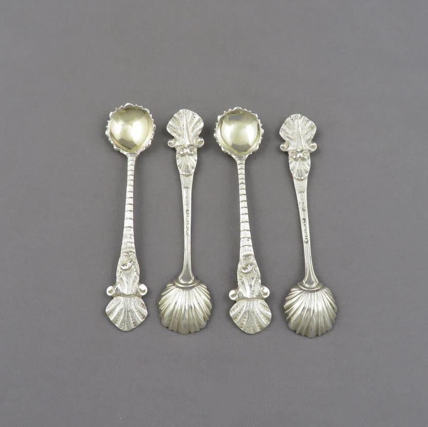 Set of Four George Adams Silver Salt Spoons - JH Tee Antiques