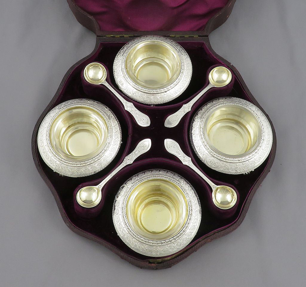 Set of Four Victorian Sterling Silver Salts