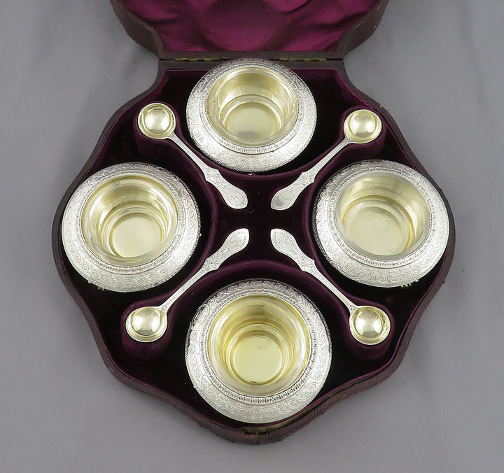 Set of Four Victorian Sterling Silver Salts