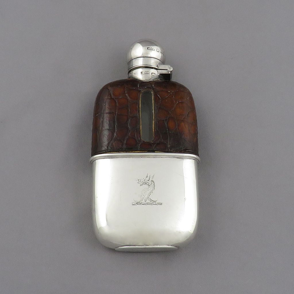 Victorian Sterling Silver Flask - JH Tee Antiques