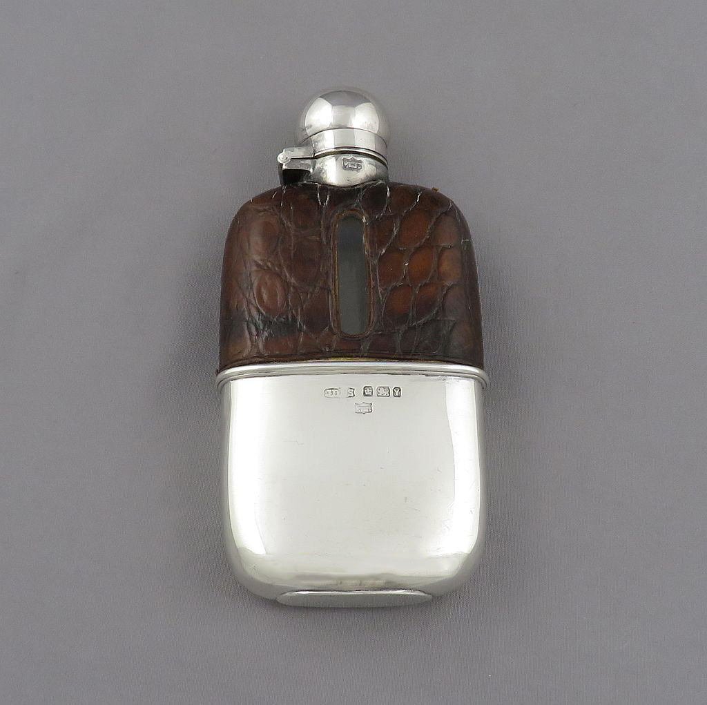 Victorian Sterling Silver Flask - JH Tee Antiques