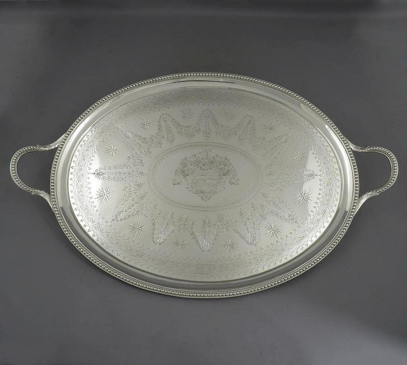 Victorian Sterling Silver Tray - JH Tee Antiques