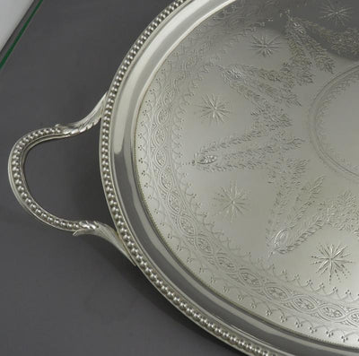 Victorian Sterling Silver Tray - JH Tee Antiques