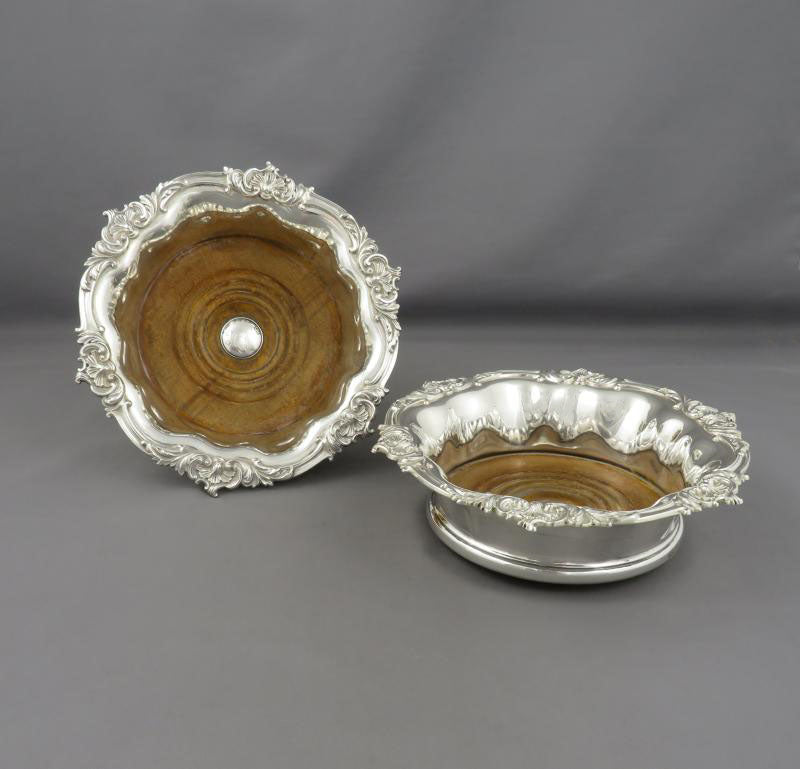 Victorian Sterling Silver Wine Coasters - JH Tee Antiques