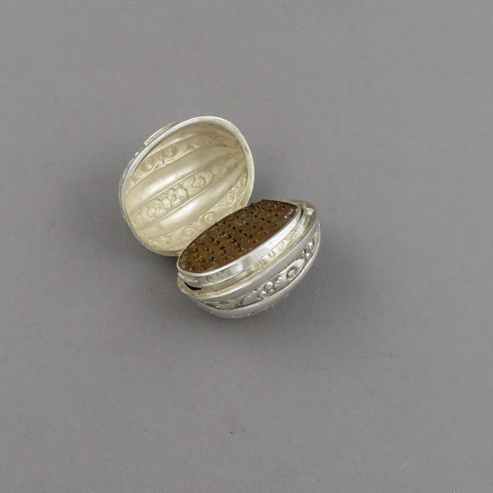 Melon Form Silver Nutmeg Grater - JH Tee Antiques