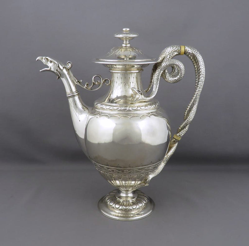 Victorian Sterling Silver Coffee Pot - JH Tee Antiques