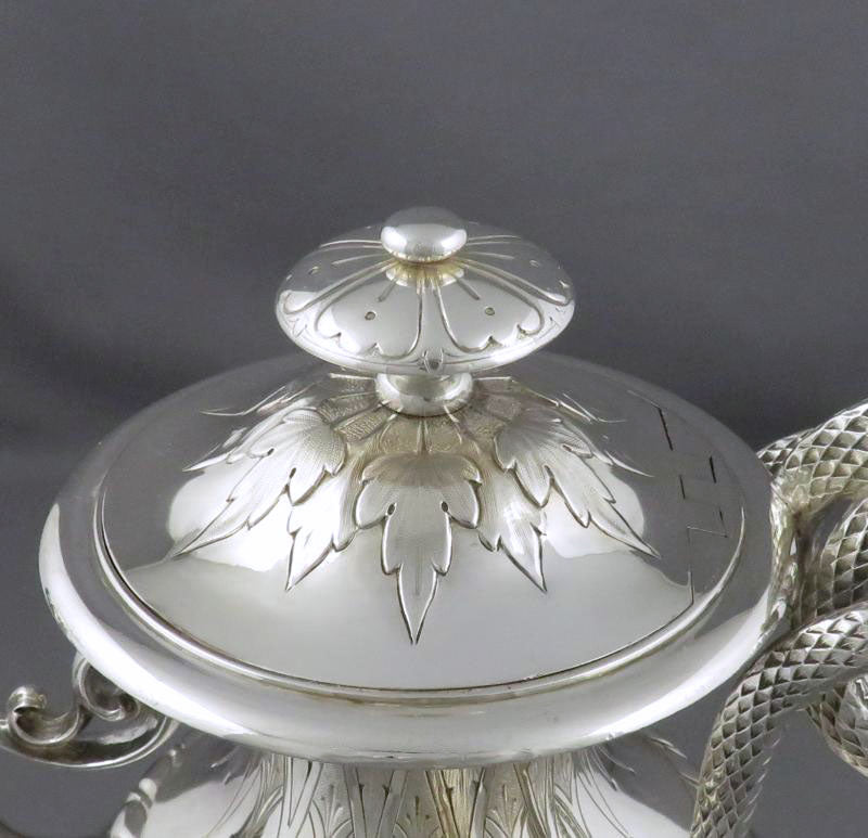 Victorian Sterling Silver Coffee Pot - JH Tee Antiques