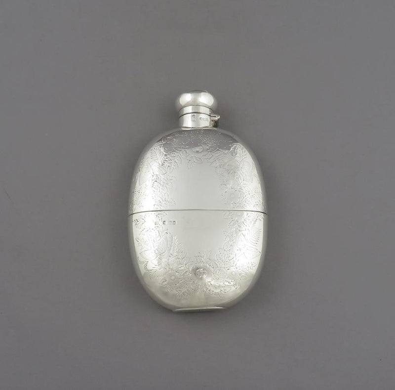 Victorian Sterling Silver Hip Flask - JH Tee Antiques