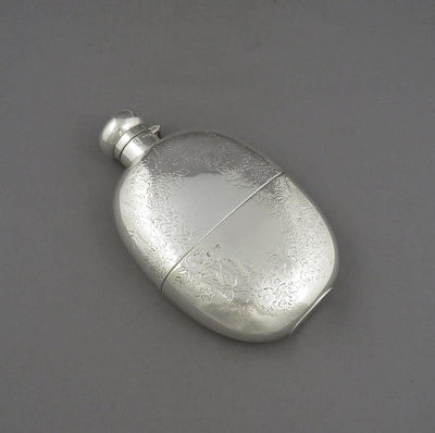 Victorian Sterling Silver Hip Flask - JH Tee Antiques
