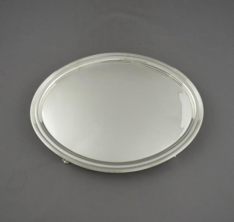 George III Sterling Silver Oval Salver - JH Tee Antiques