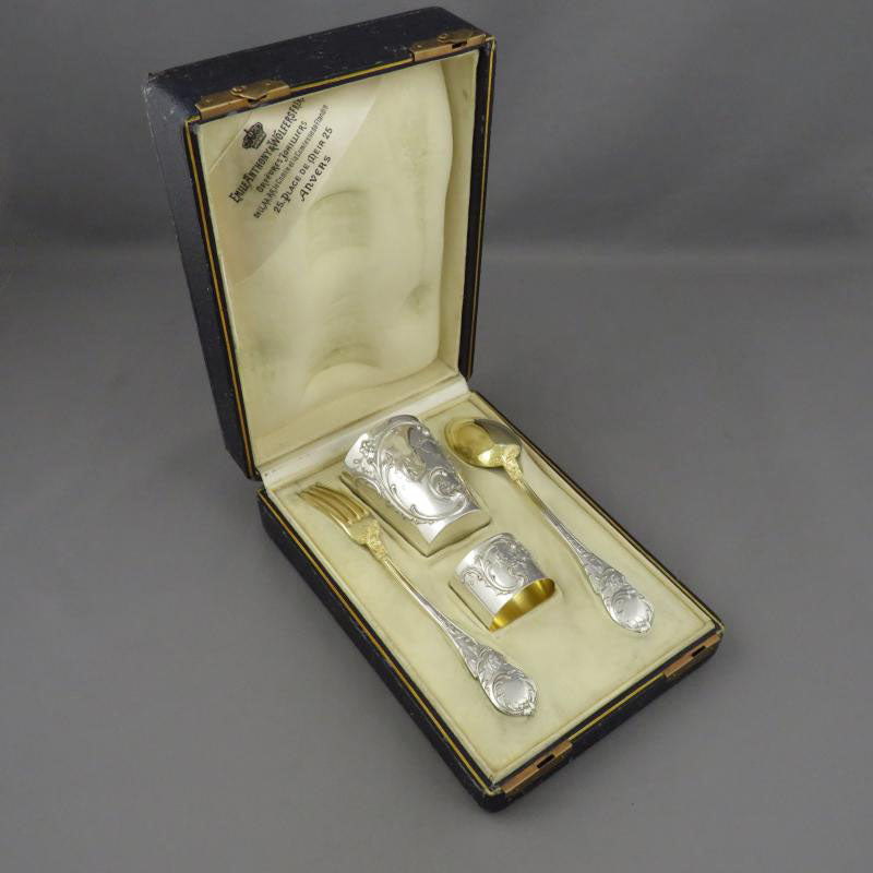 Wolfers Freres Silver Christening Set - JH Tee Antiques