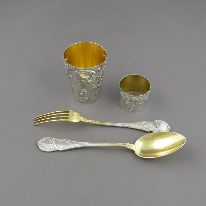 Wolfers Freres Silver Christening Set - JH Tee Antiques