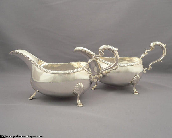 Pair of George III Silver Sauce Boats - JH Tee Antiques