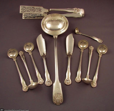 Kings Husk Silver Flatware Service for 18 - JH Tee Antiques