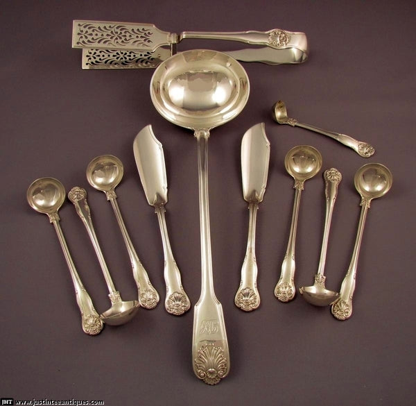 Kings Husk Silver Flatware Service for 18 - JH Tee Antiques