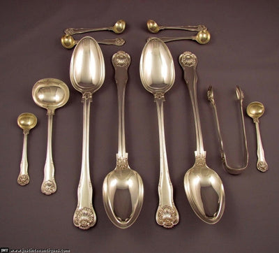 Kings Husk Silver Flatware Service for 18 - JH Tee Antiques