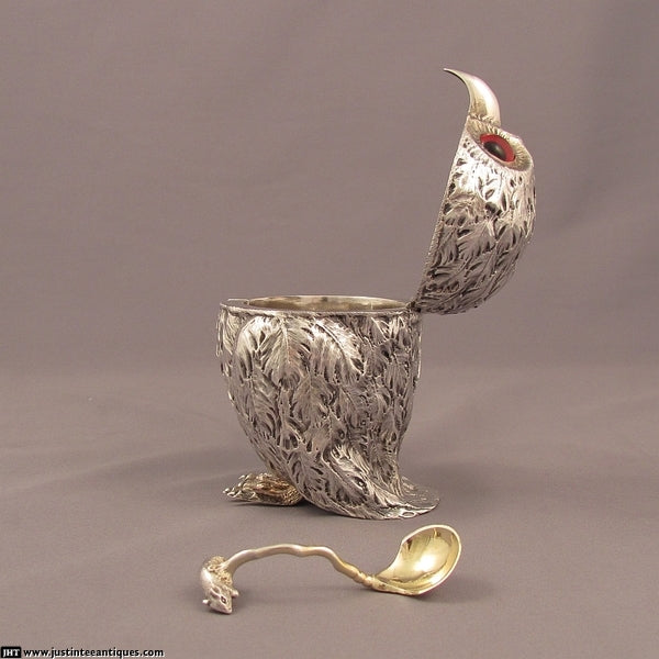 Victorian Silver Novelty Mustard Pot - JH Tee Antiques