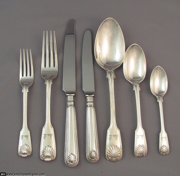 Fiddle Thread & Shell Flatware Service for 24 - JH Tee Antiques