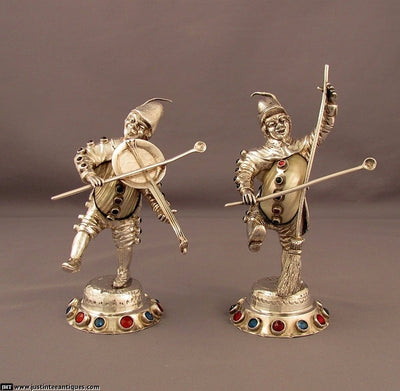 Set of 4 Silver and Shell Musician Figures - JH Tee Antiques