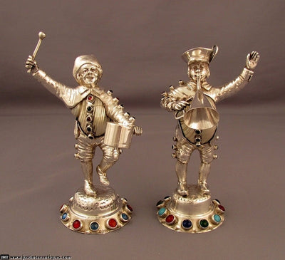 Set of 4 Silver and Shell Musician Figures - JH Tee Antiques