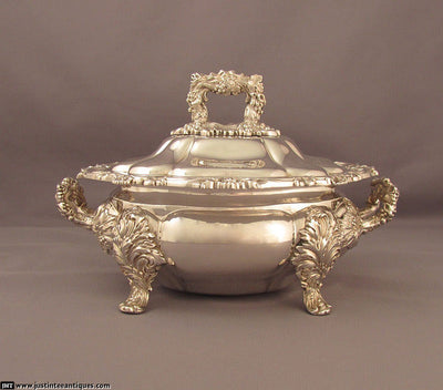 Pair of William IV Silver Sauce Tureens - JH Tee Antiques