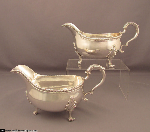 Pair of George IV Silver Gravy Boats - JH Tee Antiques