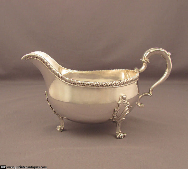Pair of George IV Silver Gravy Boats - JH Tee Antiques