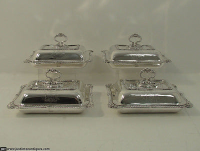 Set of Four Regency Silver Entree Dishes - JH Tee Antiques