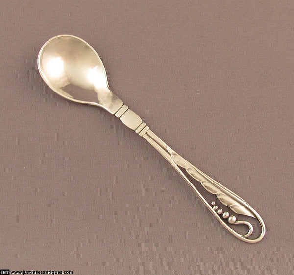 12 Georg Jensen Ornamental Silver Mocha Spoons - JH Tee Antiques