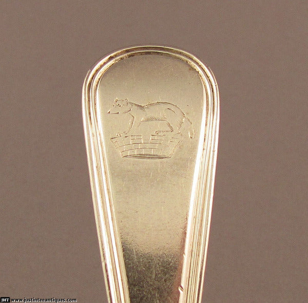 6 Old English Thread Silver Dessert Spoons - JH Tee Antiques