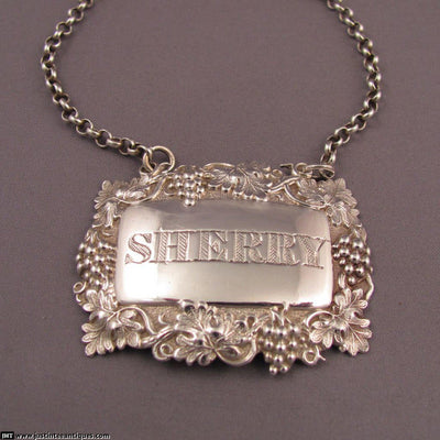 George IV Silver Decanter Label for Sherry - JH Tee Antiques