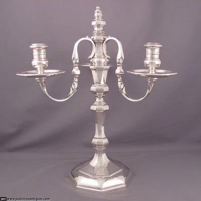 George I Style Silver Candelabra - JH Tee Antiques