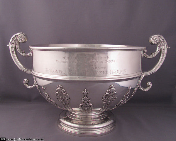 Massive Edwardian Sterling Silver Punch Bowl - JH Tee Antiques