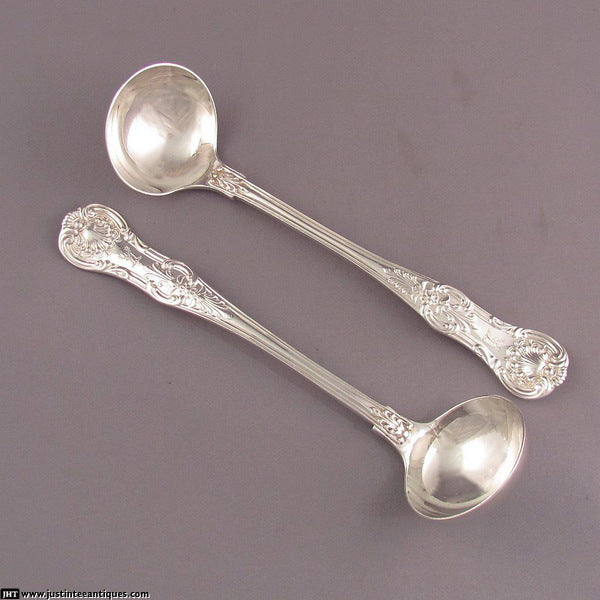 Pair of Queens Pattern Silver Toddy Ladles - JH Tee Antiques