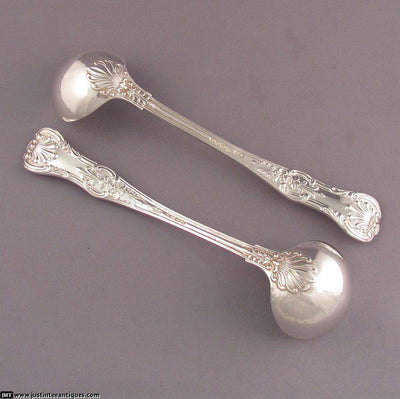 Pair of Queens Pattern Silver Toddy Ladles - JH Tee Antiques