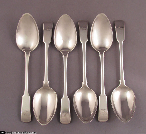 Set of 6 Scottish Provincial Dessert Spoons - JH Tee Antiques