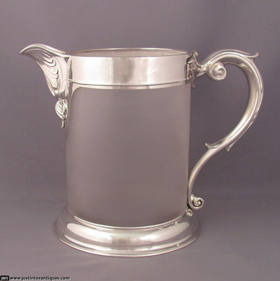 Victorian Silver and Glass Beer Jug and Mugs - JH Tee Antiques