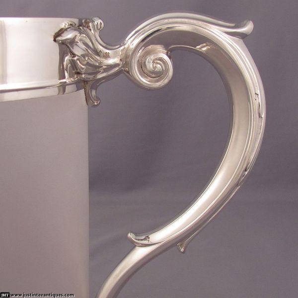 Victorian Silver and Glass Beer Jug and Mugs - JH Tee Antiques