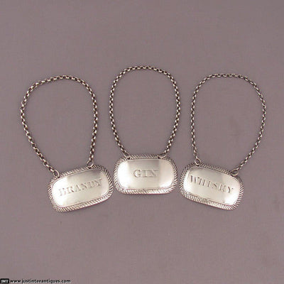 Set of 3 George IV Silver Wine Labels - JH Tee Antiques