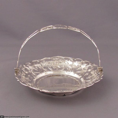 Nathaniel Mills Castle Top Silver Basket - JH Tee Antiques