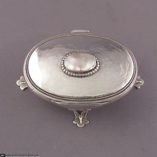 Arts &amp; Crafts Silver Trinket Box - JH Tee Antiques