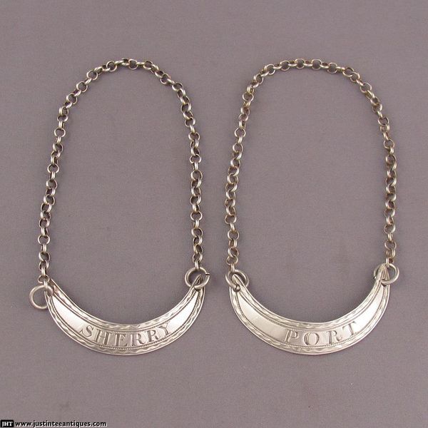 Pair of Hester Bateman Silver Wine Labels - JH Tee Antiques