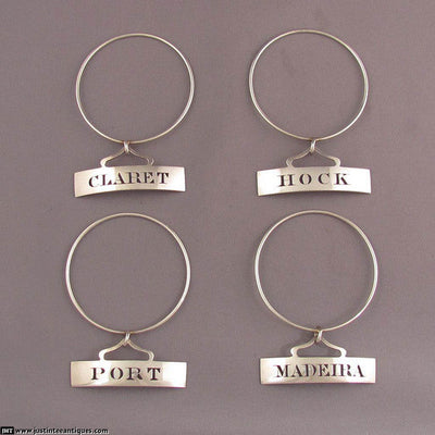 Four George III Sterling Neck-Ring Wine Labels - JH Tee Antiques