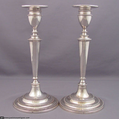 Portuguese Silver Candlesticks - JH Tee Antiques