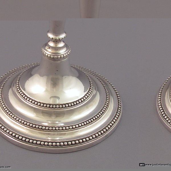 Portuguese Silver Candlesticks - JH Tee Antiques