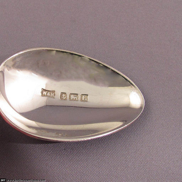 6 English Silver and Cloisonne Enamel Teaspoons - JH Tee Antiques
